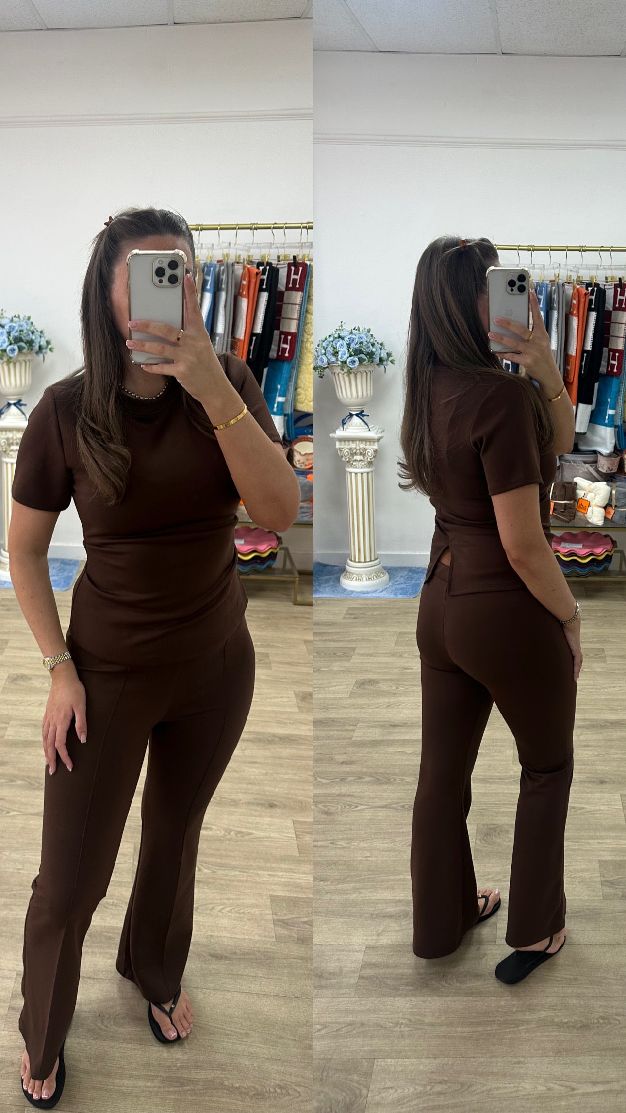 Lily Short Sleeve Flared Leg Lounge Set
